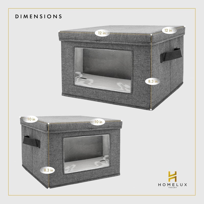 HOMELUX THEORY Hard Shell China Storage Containers for Dishes 2pcs 12x8 Plate Storage Square Storage Containers with Lid Heavy Duty Fine China Dish and Dinnerware Storage with 30 Felt Pads - Image 2