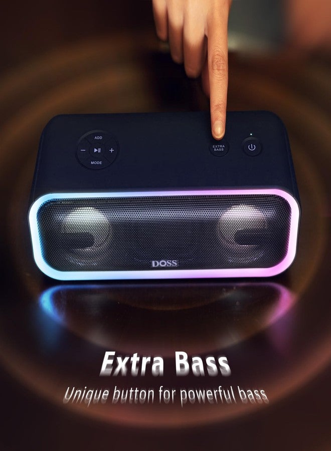 DOSS Bluetooth Speaker, SoundBox Pro+ Wireless Bluetooth Speaker with 24W Impressive Sound, Booming Bass, IPX6 Waterproof, 15Hrs Playtime, Wireless Stereo Pairing, Mixed Colors Lights, 66 FT - Blue - Image 3