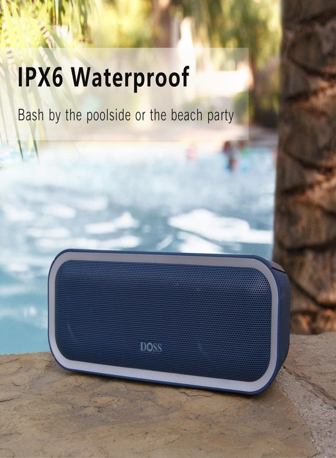 DOSS Bluetooth Speaker, SoundBox Pro+ Wireless Bluetooth Speaker with 24W Impressive Sound, Booming Bass, IPX6 Waterproof, 15Hrs Playtime, Wireless Stereo Pairing, Mixed Colors Lights, 66 FT - Blue - Image 4