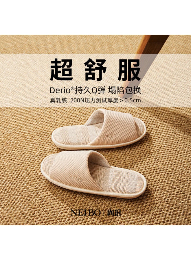 Neibo latex Cotton Linen Slippers Men's Spring And Autumn Oversized Anti-slip Anti-odor Linen Slippers Women's 49