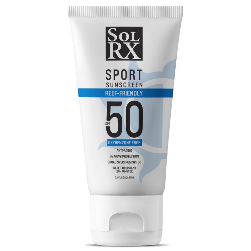 SolRX SPORT SPF 50 Sunscreen Oxybenzone Free Broad Spectrum UVAUVB Fragrance Free Reef Friendly