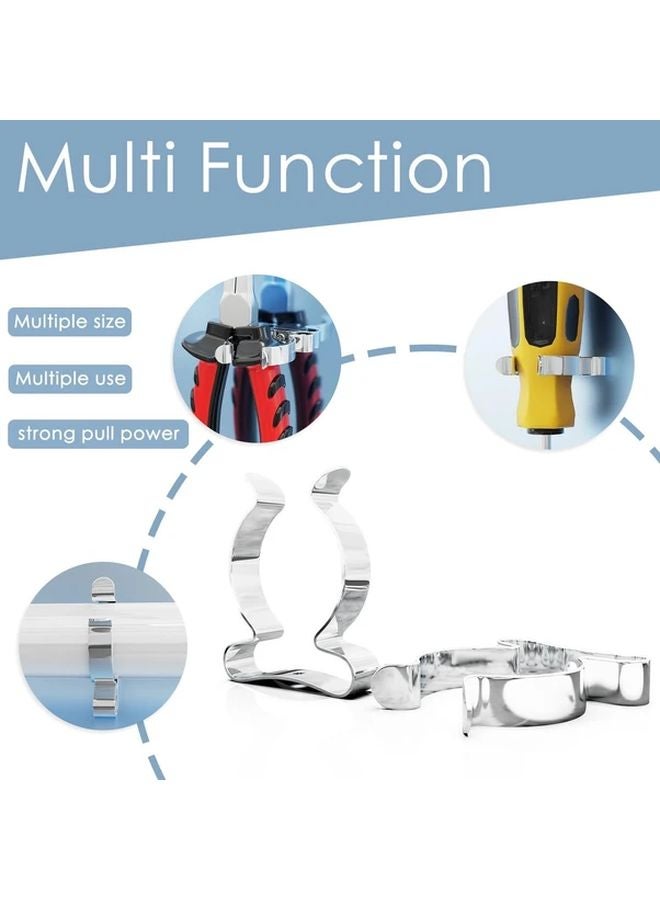 16pcs Stainless Steel Spring Clip Tool Holder Wall Mounted Garage Storage Organizer - Image 5