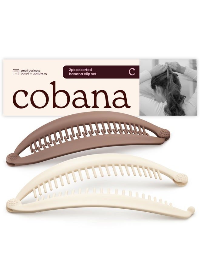 COBANA Banana Clip Hair Clips - Volumizing Hair Claw Clips & Hair Styling Accessories for Thick & Thin Hair - Large 6'' Set of 2 (Neutral) - Image 1