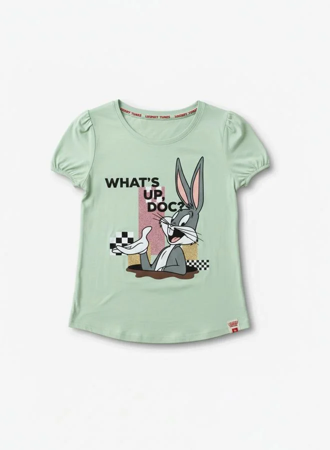 Looney Tunes Graphic Print Round Neck Fashion T-shirt