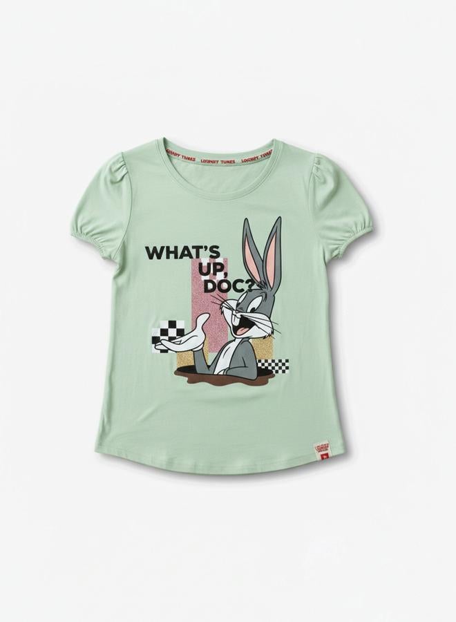 Looney Tunes Graphic Print Round Neck Fashion T-shirt - Image 1