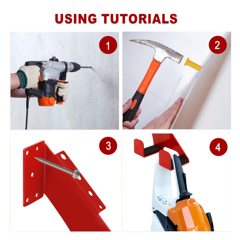 XTY-00399 Heavy Duty Chainsaw Wall Mount 2PCS Garage Organizer - Image 4