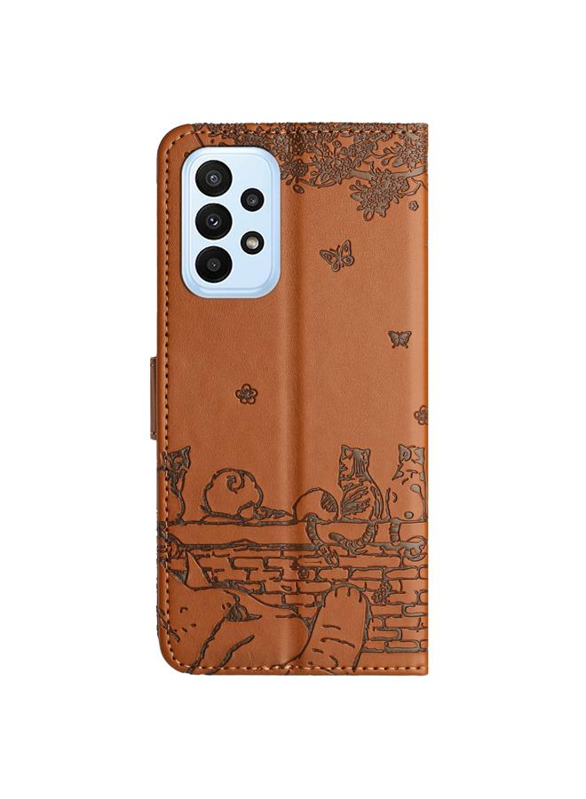 S-TOP Case For Samsung Galaxy A53 Cat Embossing Pattern Leather Phone Case with Lanyard - Image 3