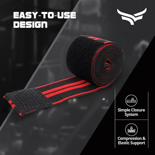 XTRIM Knee Support for Men - Knee Wraps - Knee Stabilizer - Unisex Knee Bands for Sports, Squats, and Heavy Lifting, Washable Fabric (2 Meters Long, Set of 2, Red) - Image 5