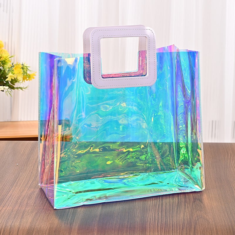 أكياس هدايا ليزر PVC، قوس قزح، سعة كبيرة - Image 3