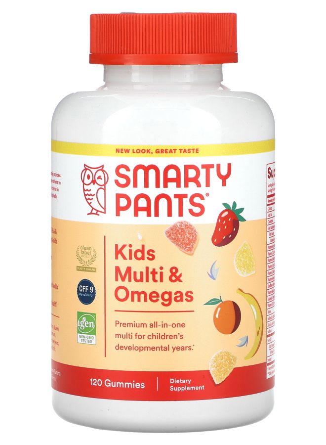 SmartyPants Kids Multi & Omegas Lemon Orange and Strawberry Banana 120 Gummies