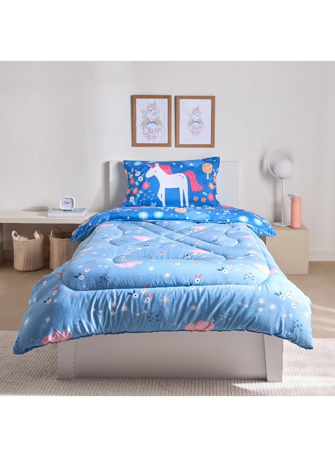 Home Box Ivy Meadows Unicorn 2-Piece Single Microfibre Comforter Set 220 x 135 cm - Image 4