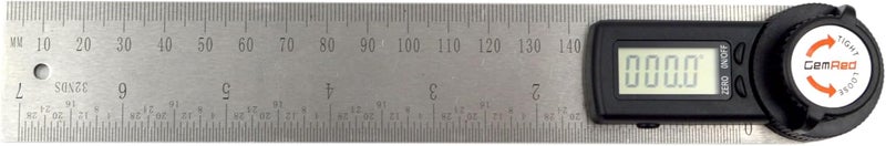GemRed 82305 Digital Angle Finder Protractor Stainless steel 7inch 200mm (Black Button) - Image 2