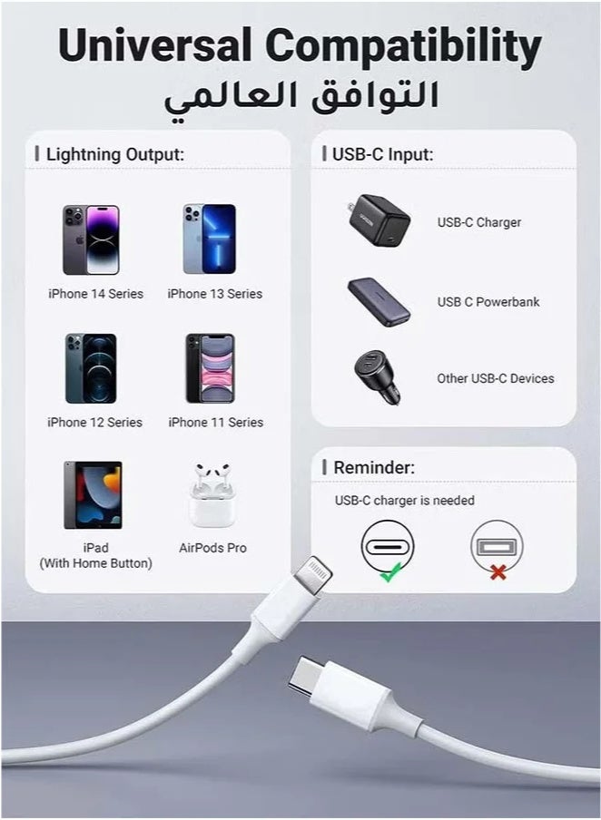 iPhone Charger Cable 1M[MFi Certified] USB C to Lightning Cable Fast Charging Power Delivery PD 20W iPhone Charging Cable for iPhone 14/14 Pro/14 Plus/14 Pro Max, iPad Pro, iPhone 8-13 All Series - Image 4