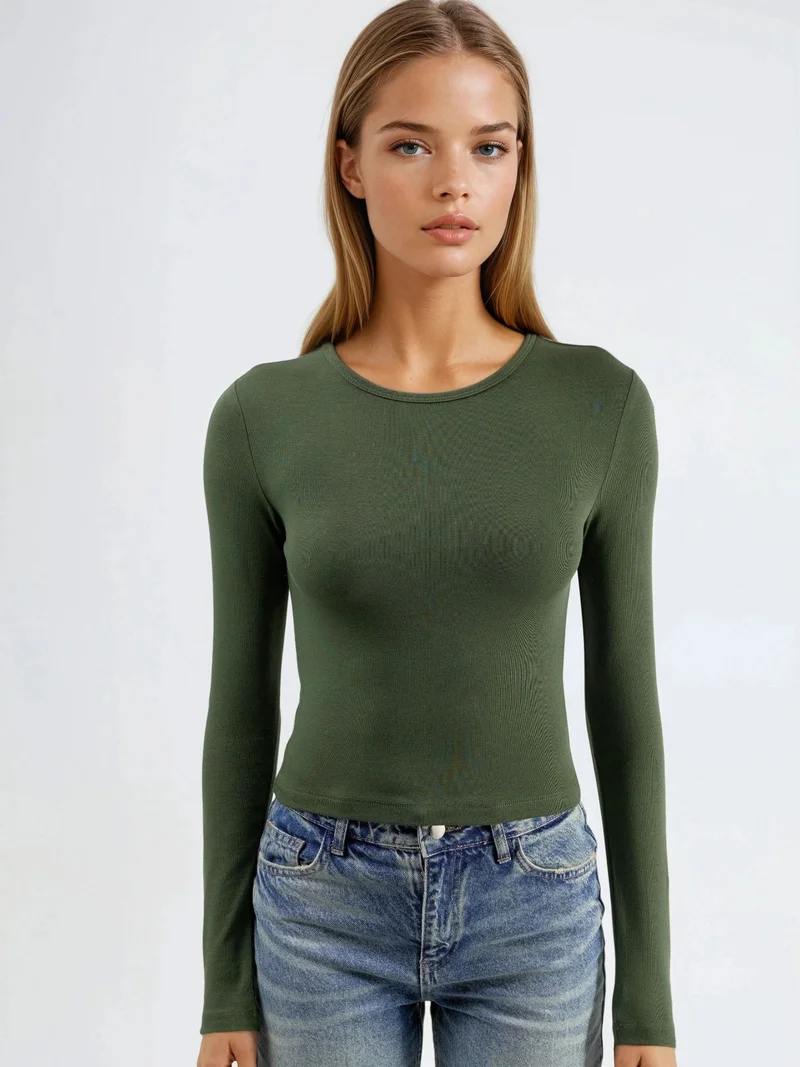 Busem BUSEM Long Sleeve Crew Neck Blouse
