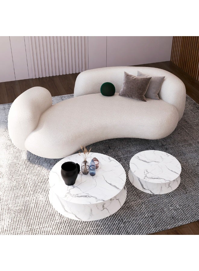 الهوم كنب بوكل 3 مقاعد أنيقة باللون البيج - 250x90x45 سم - خشب سويدي من الهوم - Image 2