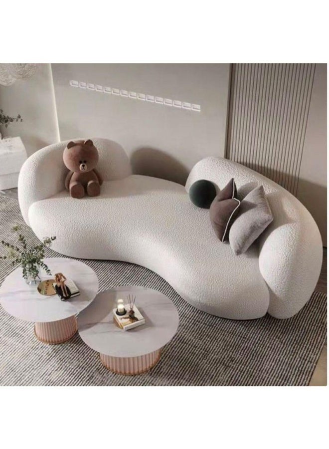 الهوم كنب بوكل 3 مقاعد أنيقة باللون البيج - 250x90x45 سم - خشب سويدي من الهوم - Image 1