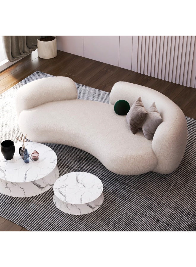 الهوم كنب بوكل 3 مقاعد أنيقة باللون البيج - 250x90x45 سم - خشب سويدي من الهوم - Image 4