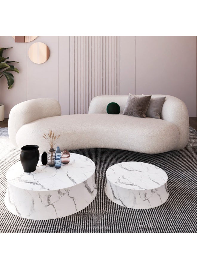 الهوم كنب بوكل 3 مقاعد أنيقة باللون البيج - 250x90x45 سم - خشب سويدي من الهوم - Image 3