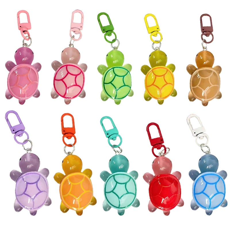 Roioiow 10Pcs Mini Luminous Turtle Keychain Bag Charms, Kawaii Keyrings for Women Kids, Purse Backpack Decor, Car Keys Accessory - Image 1