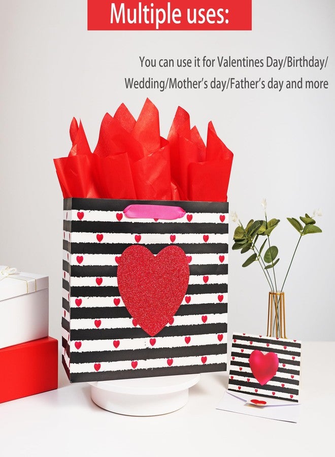 Bobobag 13" Large Gift Bag with handle & Red Tissue Paper and Greeting Card for Valentine's Day Wedding Birthday Anniversary and so on. - Image 4