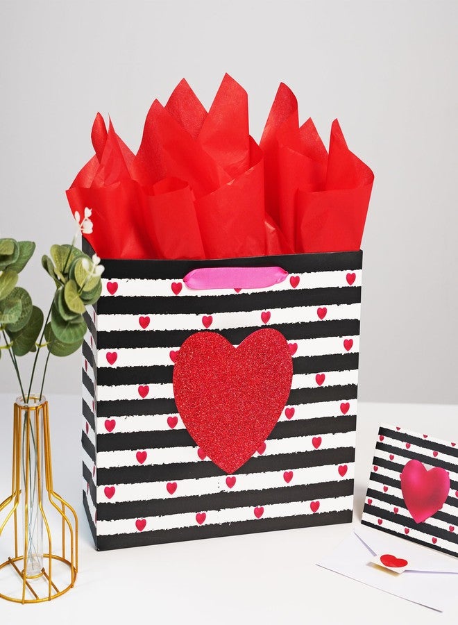 Bobobag 13" Large Gift Bag with handle & Red Tissue Paper and Greeting Card for Valentine's Day Wedding Birthday Anniversary and so on. - Image 5