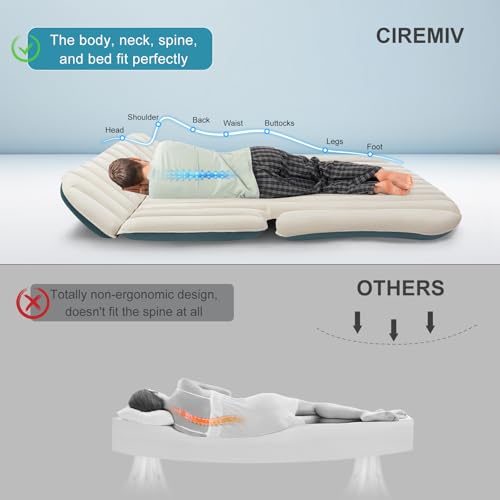 Ciremiv SUV Air Mattress with Double-Sided-Thick Flocked,Car Mattress with Pillow & Pump,Leakproof Durable Car Air Mattress,for Auto Camping, Road Trip,Double-Sided Flocking(Blue and White) - Image 5