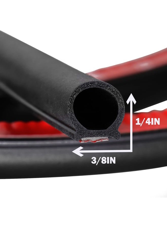 GoldWheel D-Shape Heavy Duty Weather Stripping 3/8"×1/4" Rubber Seal Weatherstrip Hollow with Bulb Door Gasket Strip(Self-Adhesive) for Automotive Truck RV Door Window Soundproof, 16FT - Image 2
