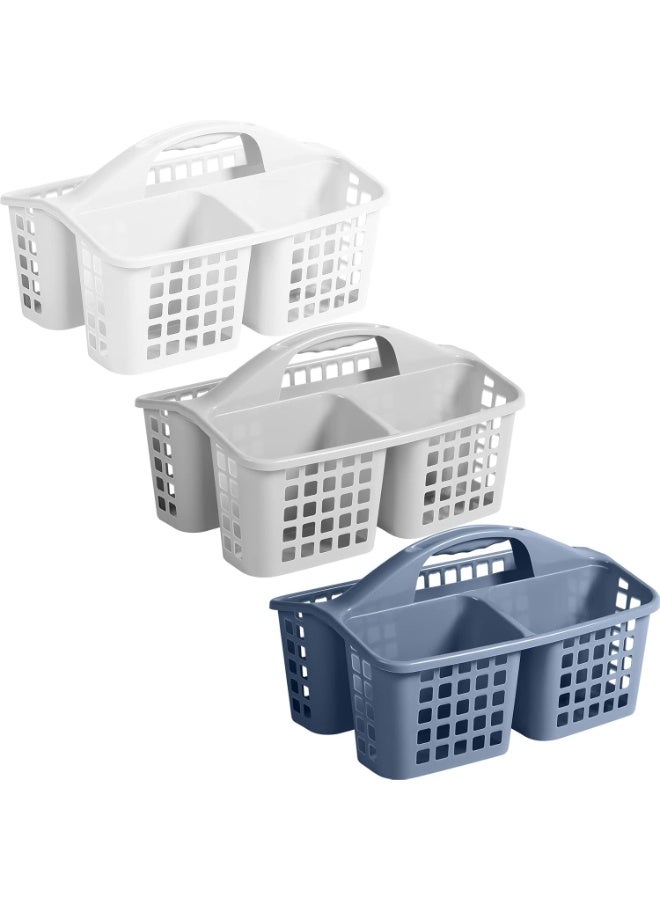 3 Pcs Portable Shower Caddy Basket Cleaning Supplies Organizer with Compartments and Handle Plastic Shower Caddy Shower Bucket for Storage Bathroom Bedroom Kitchen College Dorm - Image 1
