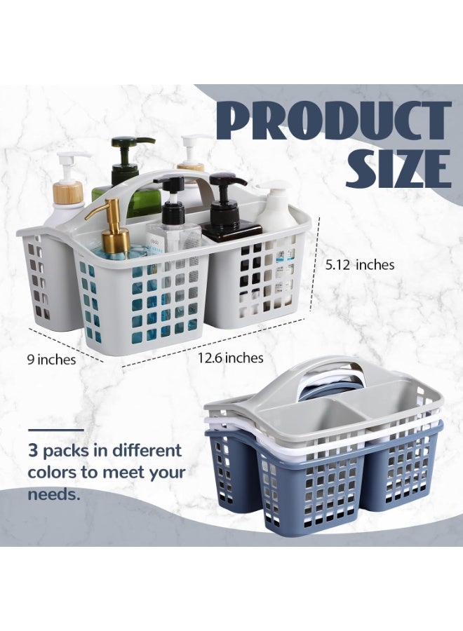 3 Pcs Portable Shower Caddy Basket Cleaning Supplies Organizer with Compartments and Handle Plastic Shower Caddy Shower Bucket for Storage Bathroom Bedroom Kitchen College Dorm - Image 2