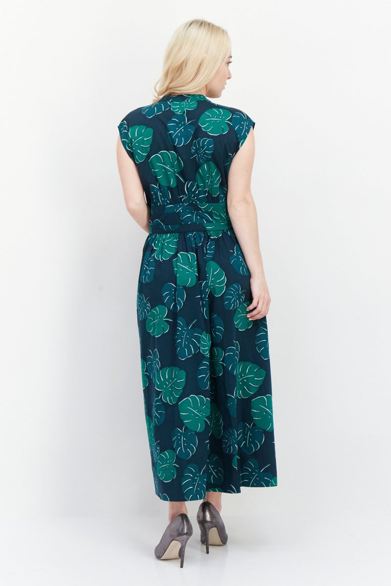 Kate Spade فستان ماكسي كاجوال مزخرف بالورود للنساء، أخضر - Image 2