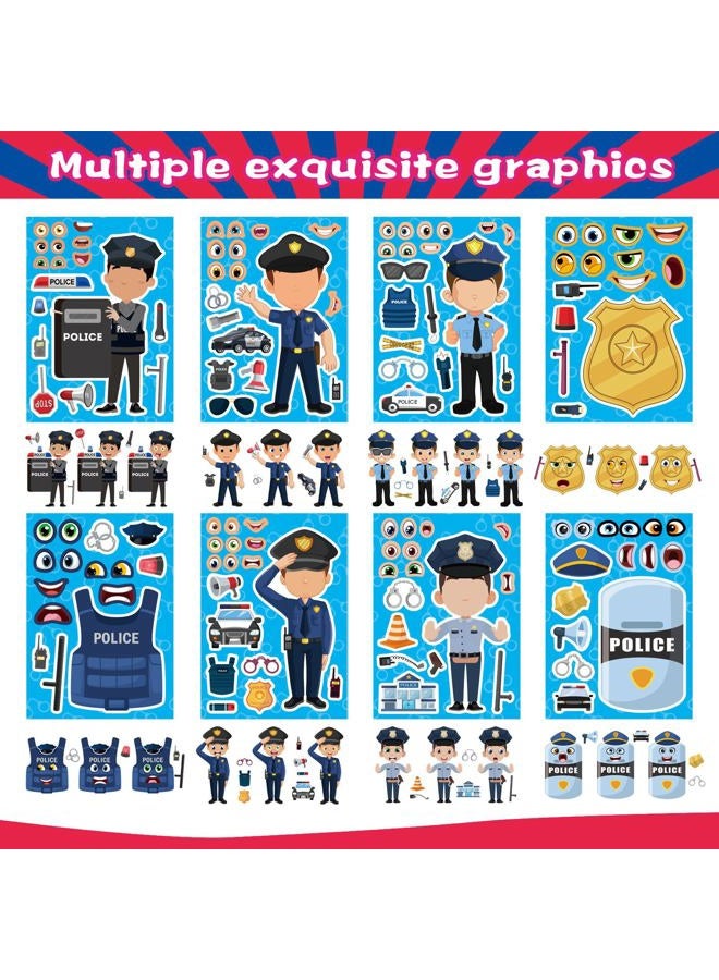 DUJAA 24 Sheets Make Your Own Policeman Stickers, Make-a-face Stickers, Educational Theme Gift for Kids, Birthday Party School Classroom Teacher Reward - Image 3