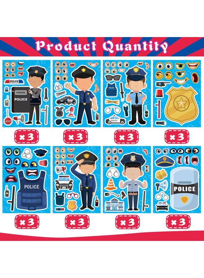 DUJAA 24 Sheets Make Your Own Policeman Stickers, Make-a-face Stickers, Educational Theme Gift for Kids, Birthday Party School Classroom Teacher Reward - Image 2
