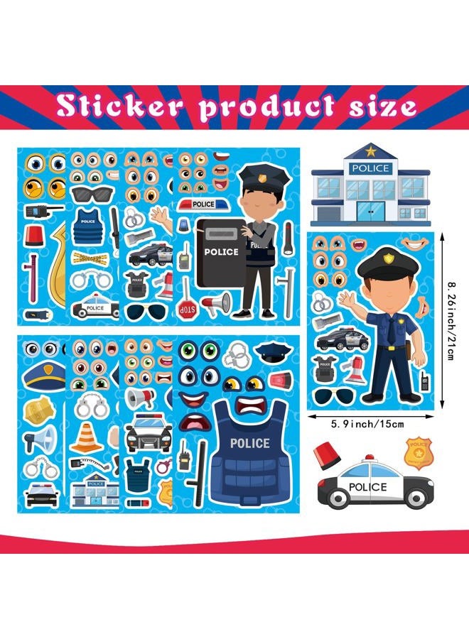 DUJAA 24 Sheets Make Your Own Policeman Stickers, Make-a-face Stickers, Educational Theme Gift for Kids, Birthday Party School Classroom Teacher Reward - Image 4