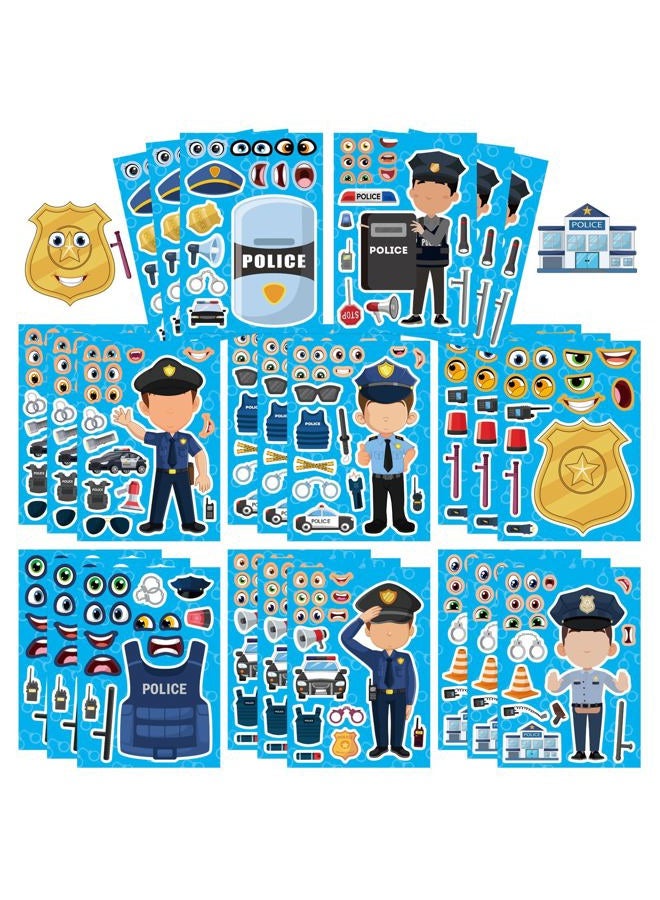 DUJAA 24 Sheets Make Your Own Policeman Stickers, Make-a-face Stickers, Educational Theme Gift for Kids, Birthday Party School Classroom Teacher Reward - Image 1