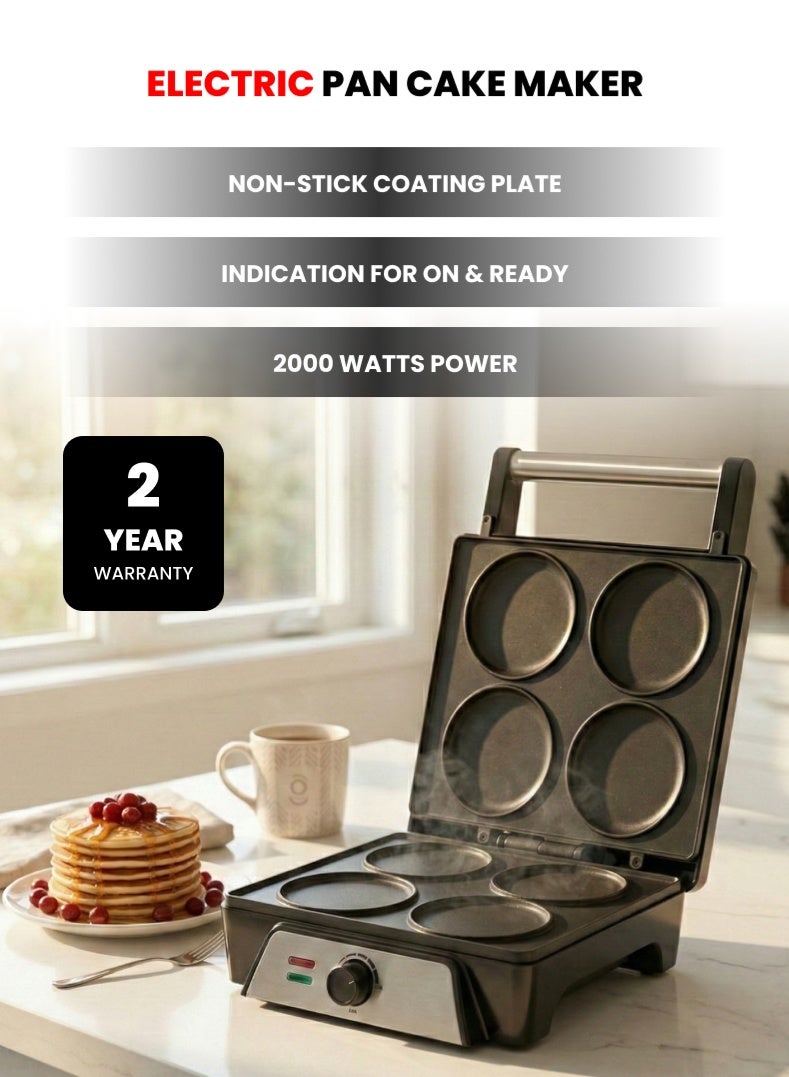 Electric Corn Pancake Maker 2000W | Non‑Stick Round Plate Snack Maker | Adjustable Temperature Control | 180° Open Grill | Cool Touch Handle | OG1302GT Black/Silver | 2 Year Warranty