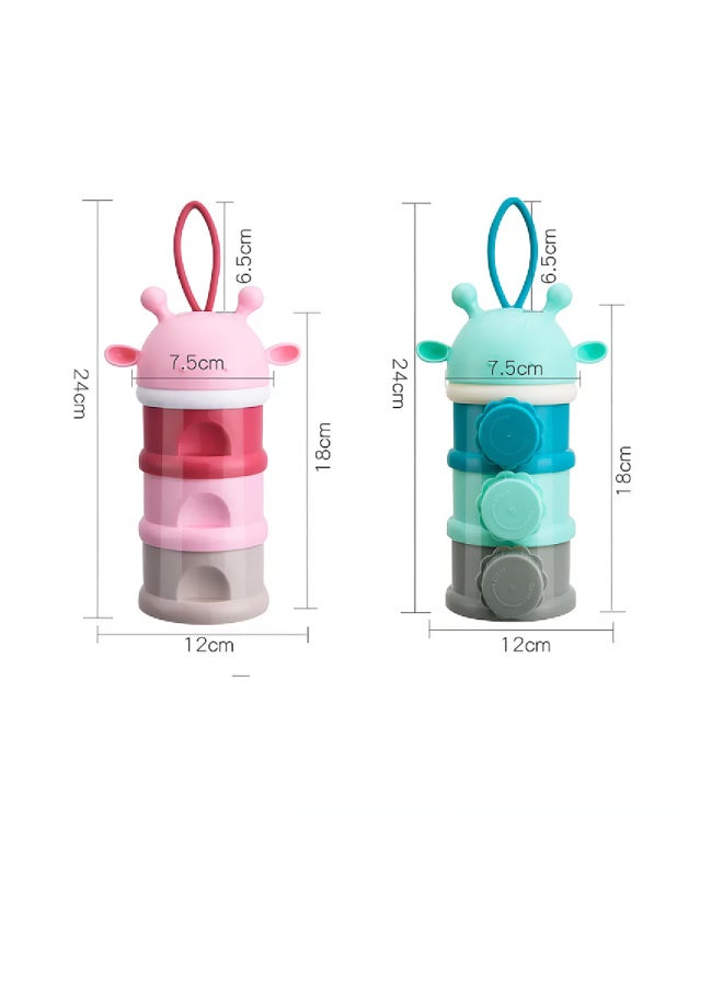 MiniMe Stackable Baby Formula & Snack Dispenser with Giraffe Cap | BPA‑Free PP & Silicone | Blue | 3‑Layer, 100 ml Each | Compact Leak‑Proof Travel Container - Image 3