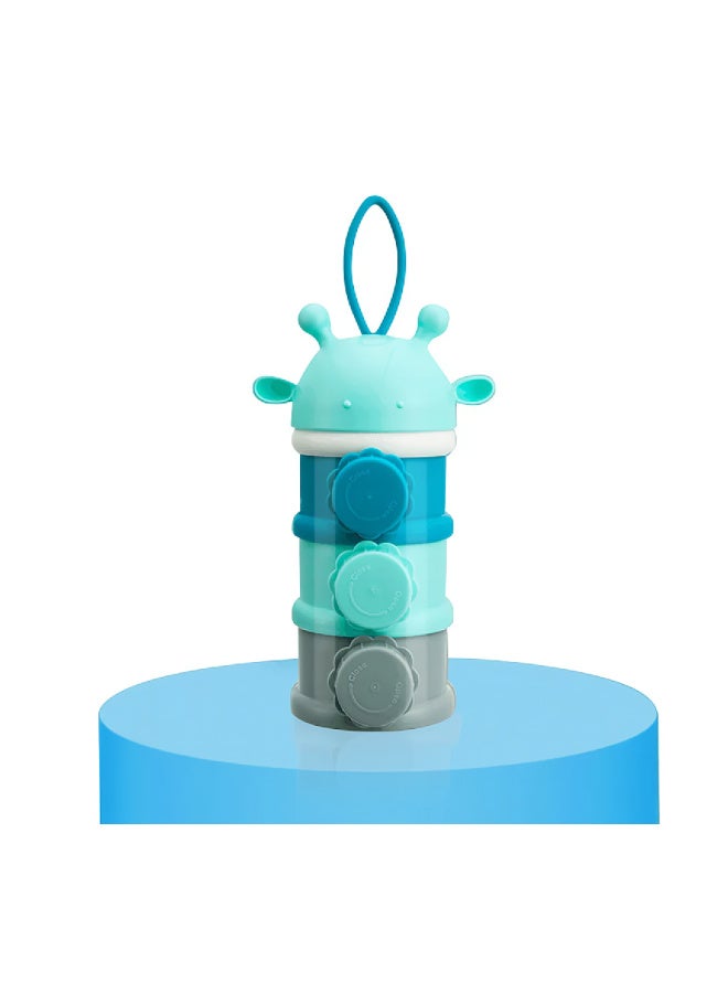 MiniMe Stackable Baby Formula & Snack Dispenser with Giraffe Cap | BPA‑Free PP & Silicone | Blue | 3‑Layer, 100 ml Each | Compact Leak‑Proof Travel Container - Image 1