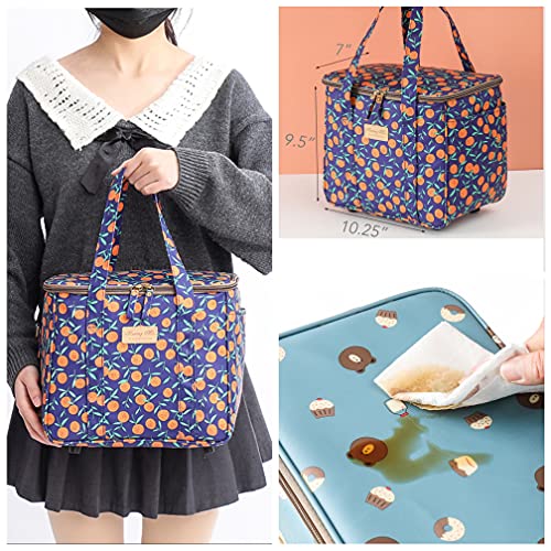 Kwang Min Floral Insulated Picnic Cooler Bag,Reusable Large Lunch Bag for Women/MenKids,Outdoors,Boating,Beach,Party,Premium Waterproof Fabric,Adjustable Strap,Ideal Summer Gift (Purple Cherry) - Image 4