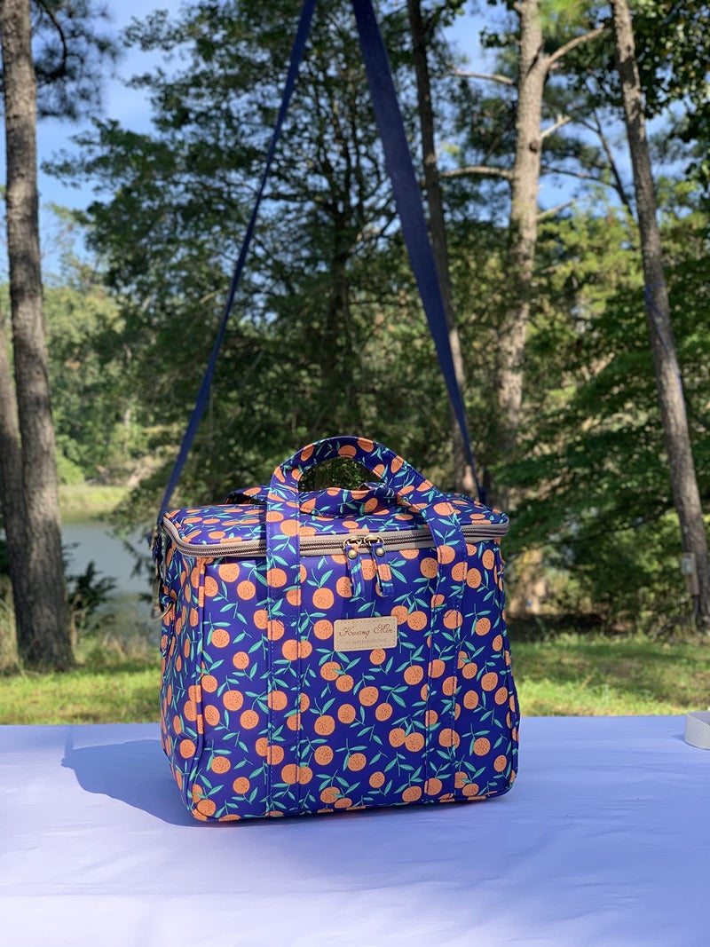 Kwang Min Floral Insulated Picnic Cooler Bag,Reusable Large Lunch Bag for Women/MenKids,Outdoors,Boating,Beach,Party,Premium Waterproof Fabric,Adjustable Strap,Ideal Summer Gift (Purple Cherry) - Image 3
