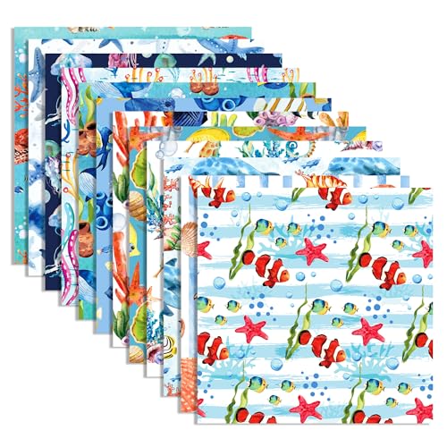 BHNACIER 24 Sheets Under The Sea Pattern Paper Beach Scrapbook Paper Tropical Sea Animals Ocean Scrapbook Papers 118 x 118 Under the Sea Cute Whales Dolphins Fishes Patterned DoubleSided Decorative Papers - Image 1