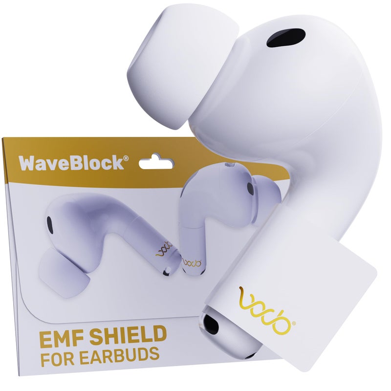 WAVEBLOCK EMF Shield Sticker for AirPods â€“ Lab-Tested Electromagnetic Wave Reduction, Made in USA, Patented for 5G & Wireless Devices, Works with All Short Stem AirPods 2nd/ 3rd/ 4th Gen â€“ WaveBlock (1-Pack) - Image 1