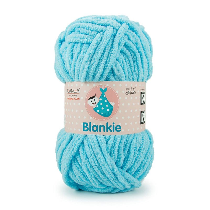 Ganga Acrowools Blankie is A Super Polyester Soft Chenille Yarn. Oekotex Class 1 Certified. Safe for Babies. Pack of 2 Balls - 100Gm Each. Shade No 18,Aqua Blue - Image 5