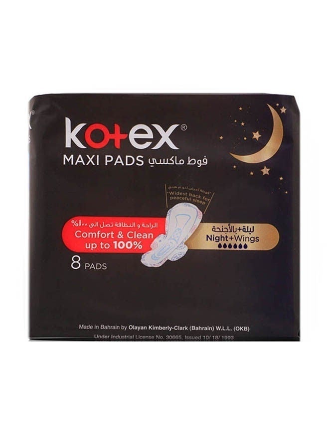 Kotex فوط صحية ماكسي ليلية مع أجنحة، 8 قطع