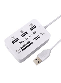 نيبمينينت موزع يحتوي على 3 منافذ USB مع قارئ خارجي عالي السرعة لبطاقات الذاكرة أبيض  - Image 1