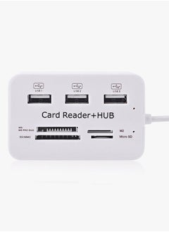 نيبمينينت موزع يحتوي على 3 منافذ USB مع قارئ خارجي عالي السرعة لبطاقات الذاكرة أبيض  - Image 2