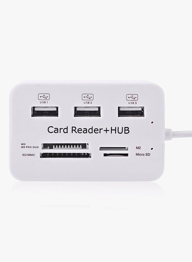 NIBEMINENT 3-Ports USB Hub And High Speed External Memory Card Reader White  - Image 2