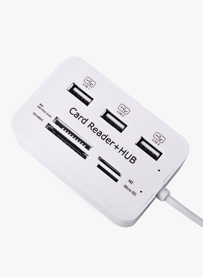 NIBEMINENT 3-Ports USB Hub And High Speed External Memory Card Reader White  - Image 3