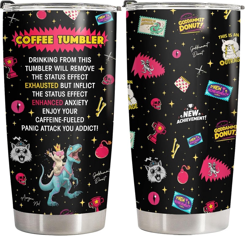 34HD RPG Dungeon Gamer Tumbler 20oz Stainless Steel Insulated Travel Mug Funny Coffee Game Status Effect Gift Birthday - Image 1