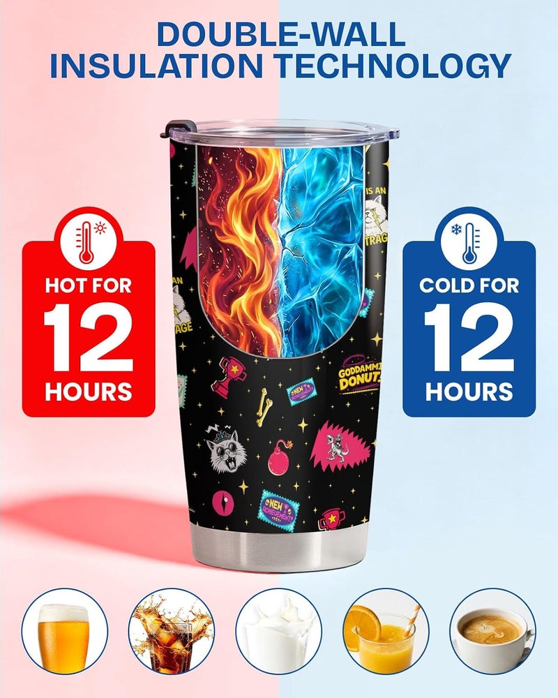 34HD RPG Dungeon Gamer Tumbler 20oz Stainless Steel Insulated Travel Mug Funny Coffee Game Status Effect Gift Birthday - Image 4