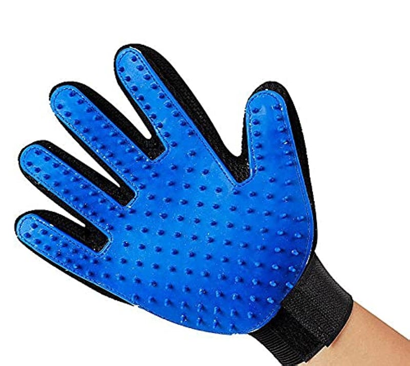 Premium Pet Grooming Glove Brush - Heavy-Duty Silicone Deshedding Mitt - Durable One-Handed Hair Remover & Massage Glove for Dogs, Cats & Puppies (Vibrant Blue & Black Utility Profile) - Manual Pet Care Sanitation Convenience & Grooming Asset Management Template